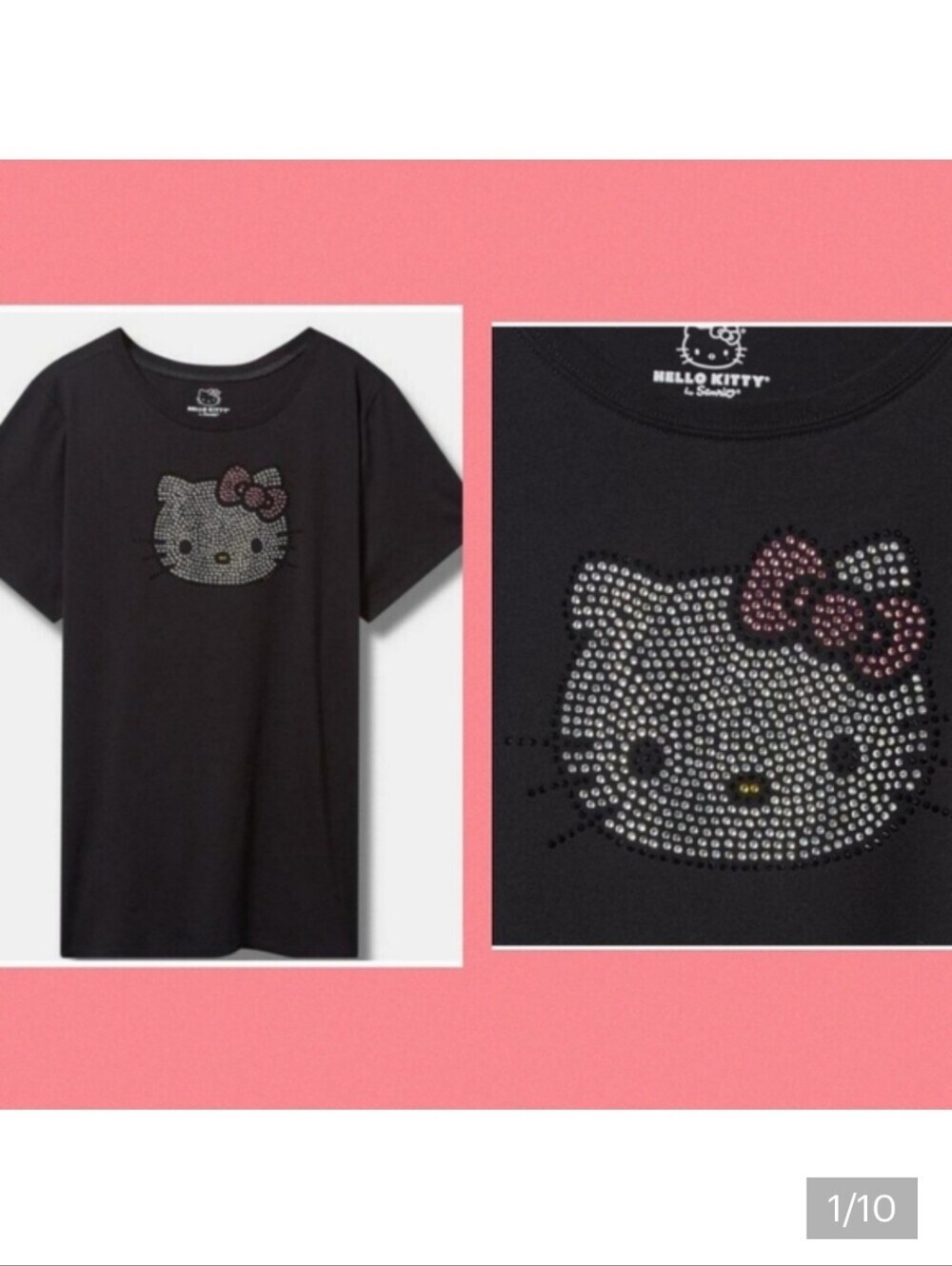 🆕️🐱 HELLO KITTY RHINESTONE CLASSIC FIT COTTON CREW TEE🐱